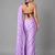Purple printed satin saree with blouse