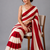 Red printed satin saree with blouse