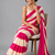 Pink printed satin saree with blouse