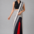White printed satin saree with blouse