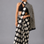 Black printed satin saree with blouse