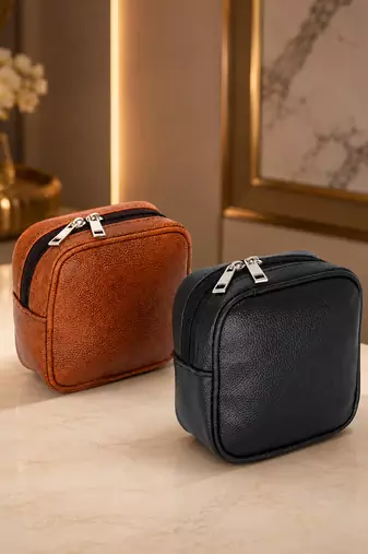 Makeup pouches coin purse cosmetic bag earring travel organizer for lipstick jewelry earphones & other items ten & black