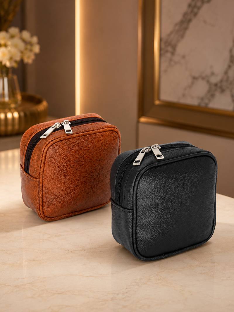 Makeup pouches coin purse cosmetic bag earring travel organizer for lipstick jewelry earphones & other items ten & black