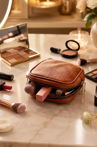 Makeup pouches coin purse cosmetic bag earring travel organizer for lipstick jewelry earphones & other items ten & black
