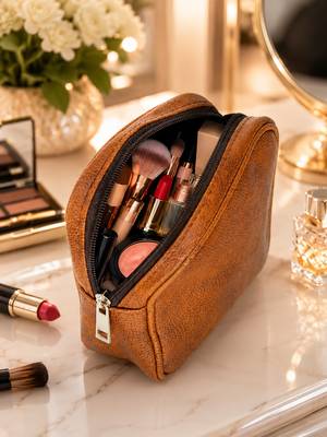Makeup pouches coin purse cosmetic bag earring travel organizer for lipstick jewelry earphones & other items ten & black 4