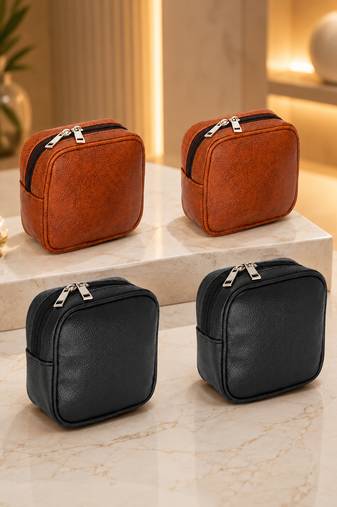 Makeup pouches coin purse cosmetic bag earring travel organizer for lipstick jewelry earphones & other items ten & black