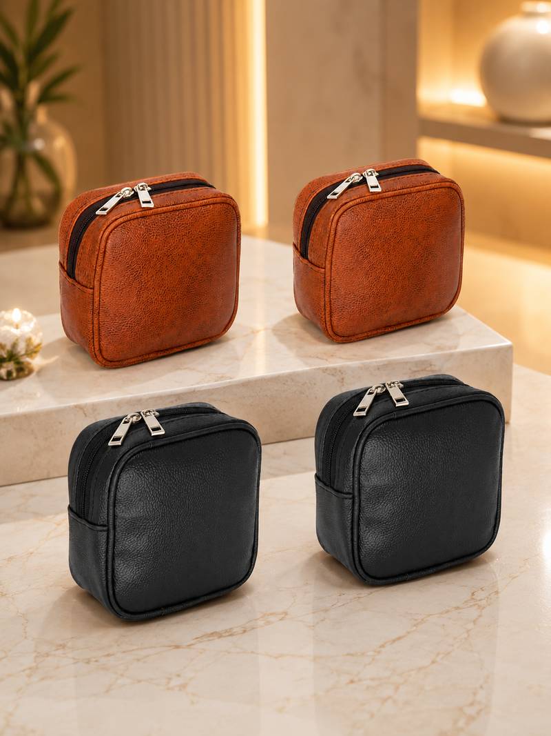 Makeup pouches coin purse cosmetic bag earring travel organizer for lipstick jewelry earphones & other items ten & black