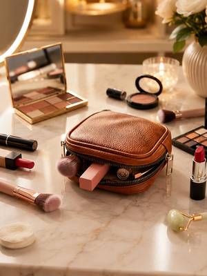 Makeup pouches coin purse cosmetic bag earring travel organizer for lipstick jewelry earphones & other items ten & black 3