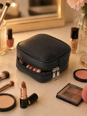 Makeup pouches coin purse cosmetic bag earring travel organizer for lipstick jewelry earphones & other items ( black) 2