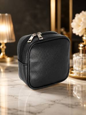 Makeup pouches coin purse cosmetic bag earring travel organizer for lipstick jewelry earphones & other items ( black) 4