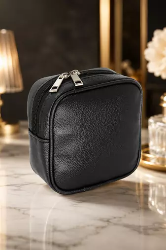 Makeup pouches coin purse cosmetic bag earring travel organizer for lipstick jewelry earphones & other items ( black)
