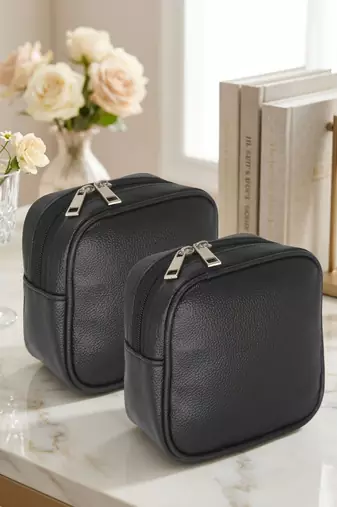 Makeup pouches coin purse cosmetic bag earring travel organizer for lipstick jewelry earphones & other items ( black)