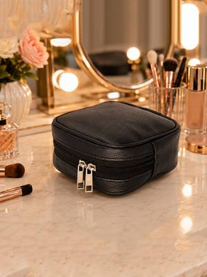 Makeup pouches coin purse cosmetic bag earring travel organizer for lipstick jewelry earphones & other items ( black) 5