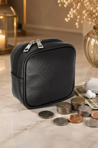 Makeup pouches coin purse cosmetic bag earring travel organizer for lipstick jewelry earphones & other items ( black)