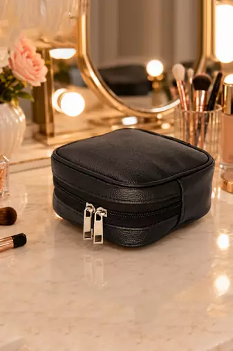 Makeup pouches coin purse cosmetic bag earring travel organizer for lipstick jewelry earphones & other items ( black)