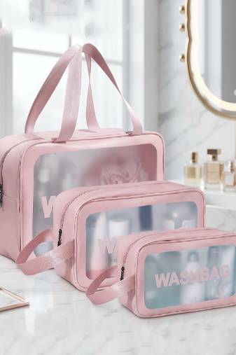 Cosmetic bag makeup pouches for brush accessories with handle waterprof travel wash bag toiletry storage organizer peach