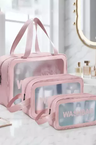 Cosmetic bag makeup pouches for brush accessories with handle waterprof travel wash bag toiletry storage organizer peach