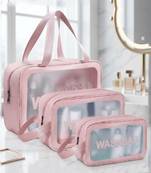 Cosmetic bag makeup pouches for brush accessories with handle waterprof travel wash bag toiletry storage organizer peach