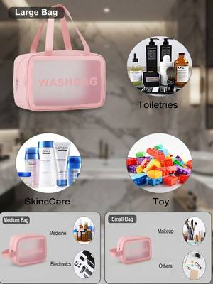 Cosmetic bag makeup pouches for brush accessories with handle waterprof travel wash bag toiletry storage organizer peach 5