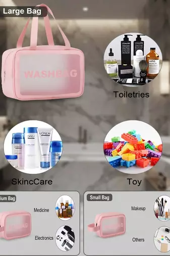 Cosmetic bag makeup pouches for brush accessories with handle waterprof travel wash bag toiletry storage organizer peach