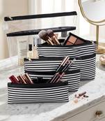 Cosmetic bag makeup pouches for brush accessories with handle waterprof travel wash bag toiletry storage organizer black