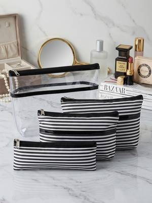 Cosmetic bag makeup pouches for brush accessories with handle waterprof travel wash bag toiletry storage organizer black 2