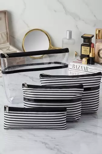 Cosmetic bag makeup pouches for brush accessories with handle waterprof travel wash bag toiletry storage organizer black