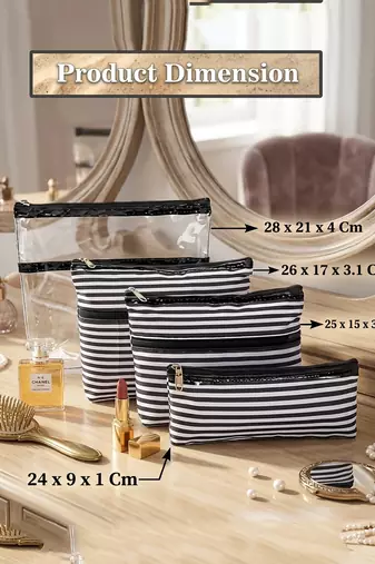 Cosmetic bag makeup pouches for brush accessories with handle waterprof travel wash bag toiletry storage organizer black