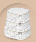 Makeup storage box travelling vanity cosmetic toiletry bag  jewellery case wardrobe organizer pouches set of 3 white
