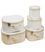 Makeup storage box travelling vanity cosmetic toiletry bag  jewellery case wardrobe organizer pouches set of 5 white