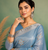 Sky-Blue Embroidery Floral Moti Beats Work And Gold Span (Organza) Fabric Saree With Unstitched Blouse 