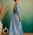 Sky-Blue Embroidery Floral Moti Beats Work And Gold Span (Organza) Fabric Saree With Unstitched Blouse 