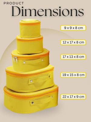 Makeup storage box travelling vanity cosmetic toiletry bag  jewellery case wardrobe organizer pouches set of 5 mustard 3