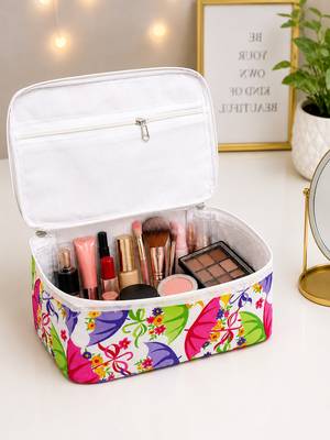 Makeup storage box traveling vanity cosmetic toiletry bag jewellery case wardrobe organizer pouches for women multicolor 1