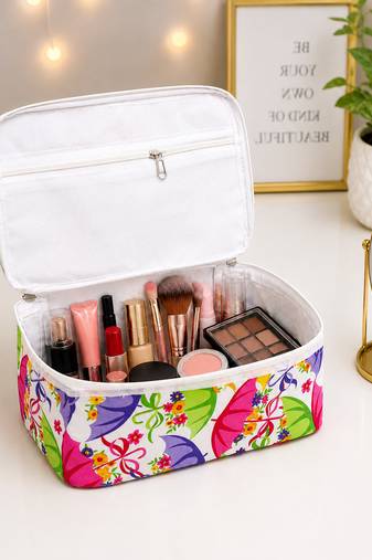 Makeup storage box traveling vanity cosmetic toiletry bag jewellery case wardrobe organizer pouches for women multicolor
