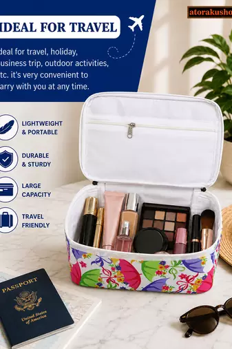 Makeup storage box traveling vanity cosmetic toiletry bag jewellery case wardrobe organizer pouches for women multicolor