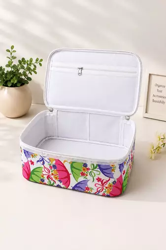 Makeup storage box traveling vanity cosmetic toiletry bag jewellery case wardrobe organizer pouches for women multicolor