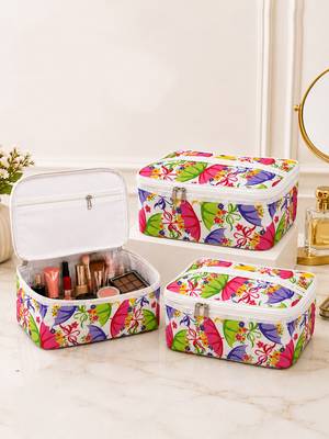 Makeup storage box traveling vanity cosmetic toiletry bag jewellery case wardrobe organizer pouches for women multicolor 1