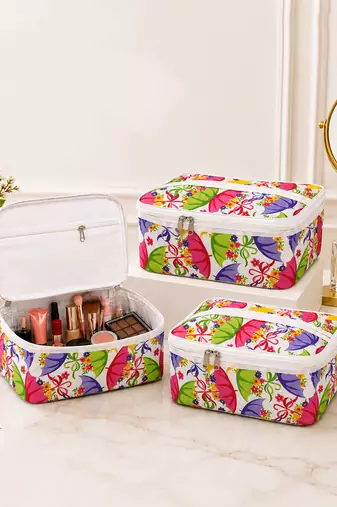 Makeup storage box traveling vanity cosmetic toiletry bag jewellery case wardrobe organizer pouches for women multicolor