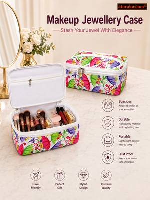 Makeup storage box traveling vanity cosmetic toiletry bag jewellery case wardrobe organizer pouches for women multicolor 2