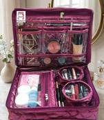 Makeup storage kit traveling vanity cosmetic toiletry bag jewellery case wardrobe organizer pouches for women purple