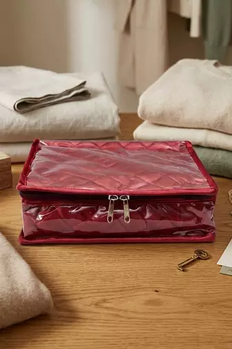 Makeup storage kit traveling vanity cosmetic toiletry bag jewellery case wardrobe organizer pouches for women maroon