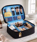 Cosmetic makeup kit storage toiletry travel accessories bag for jewellery vanity travel organizer adjustable black