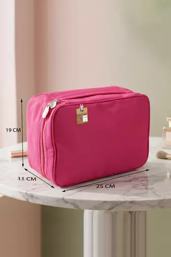 Cosmetic makeup kit storage toiletry travel accessories bag for jewellery vanity travel organizer adjustable pink