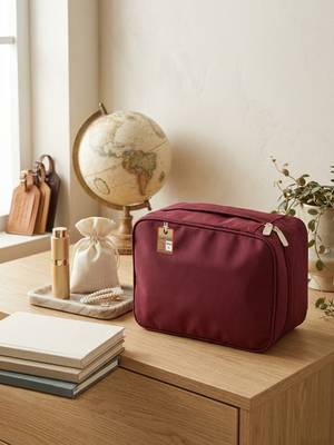 Cosmetic makeup kit storage toiletry travel accessories bag for jewellery vanity travel organizer adjustable maroon 3