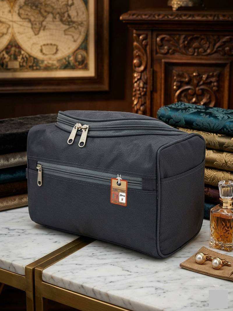 Toiletry organizer bag dopp kit washbag for men cosmetics pouch for women- travelling storage pouches grey