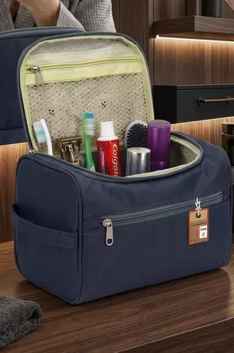 Toiletry organizer bag dopp kit washbag for men cosmetics pouch for women- travelling storage pouches grey