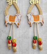 shubh labh cow door hanging decorative mdf wall hanging decor (pack of 2)