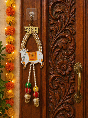 shubh labh cow door hanging decorative mdf wall hanging decor (pack of 2) 3