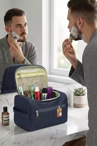 Toiletry organizer bag dopp kit washbag for men cosmetics pouch for women- travelling storage pouches grey